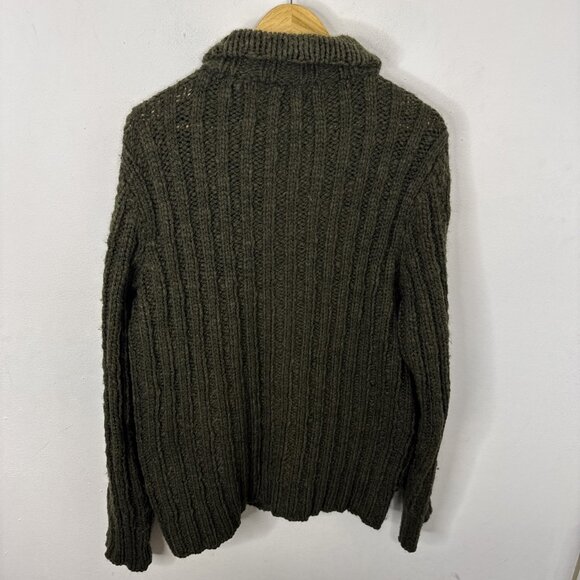Scotch & Soda Men XL Cable Knit Wool Alpaca Blend Zip Jacket Green - Picture 7 of 8